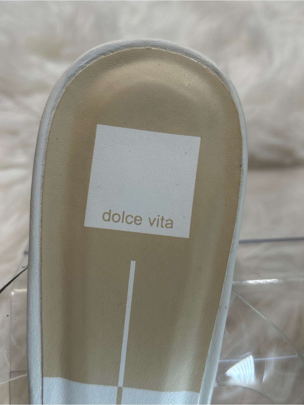 Dolce Vita White Mule Sandals with Clear Straps - Picture 5 of 8